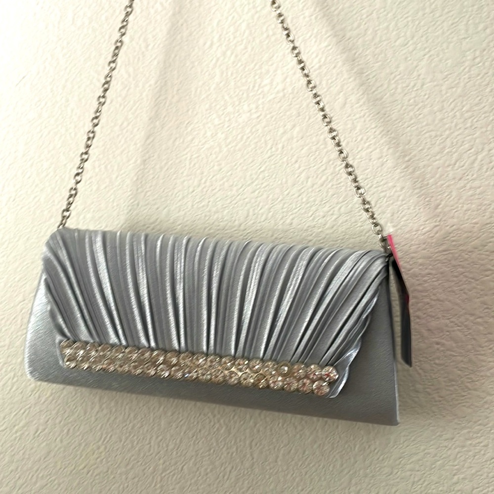Light grey with diamonds clutch purse brand new with tags